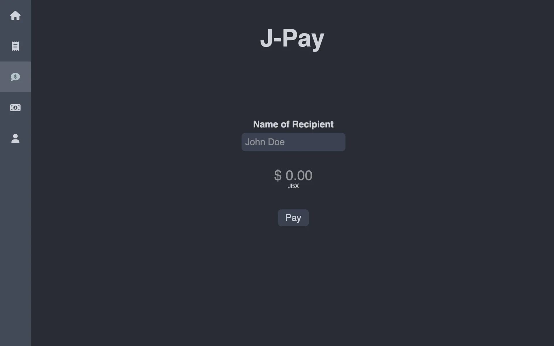 J-Pay screen for sending money to a family member