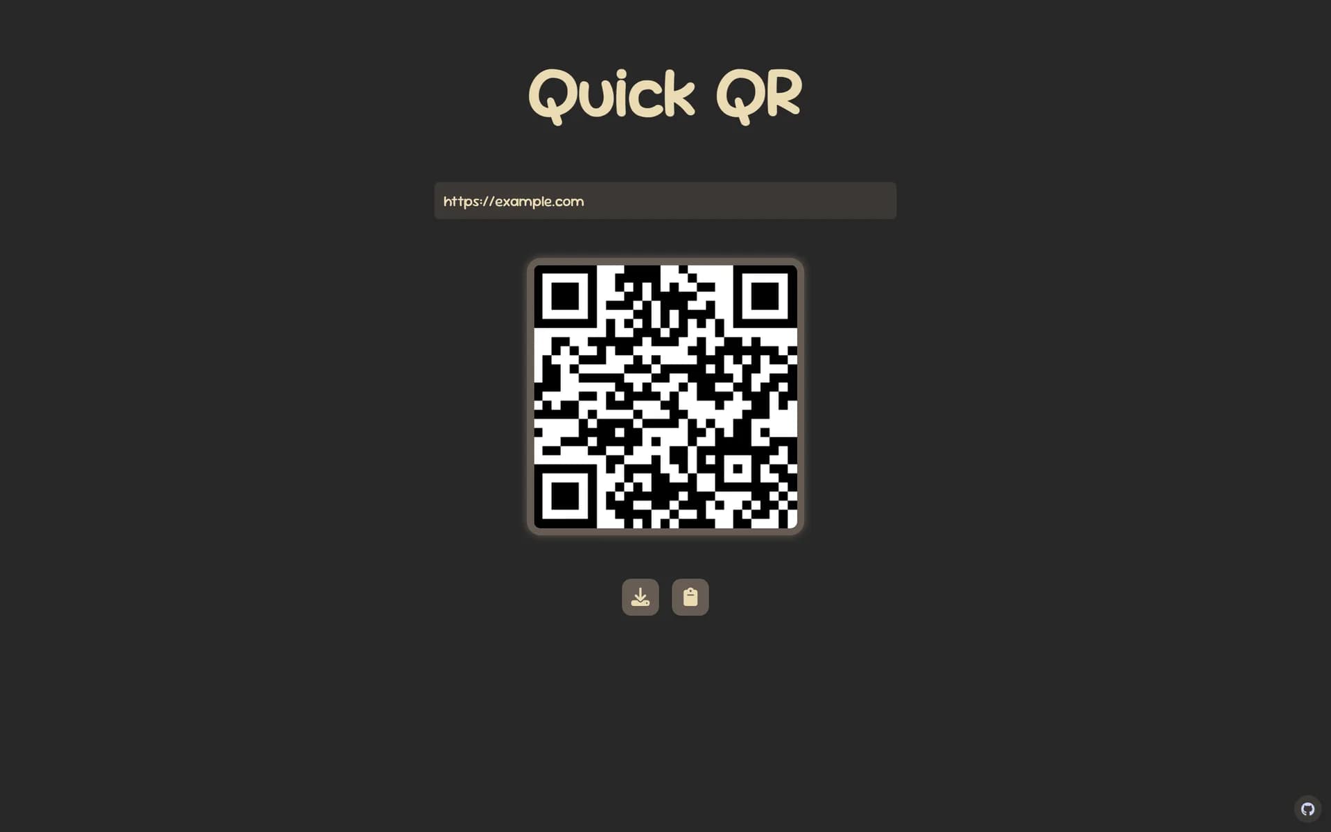 Quick QR generating a QR code for a URL